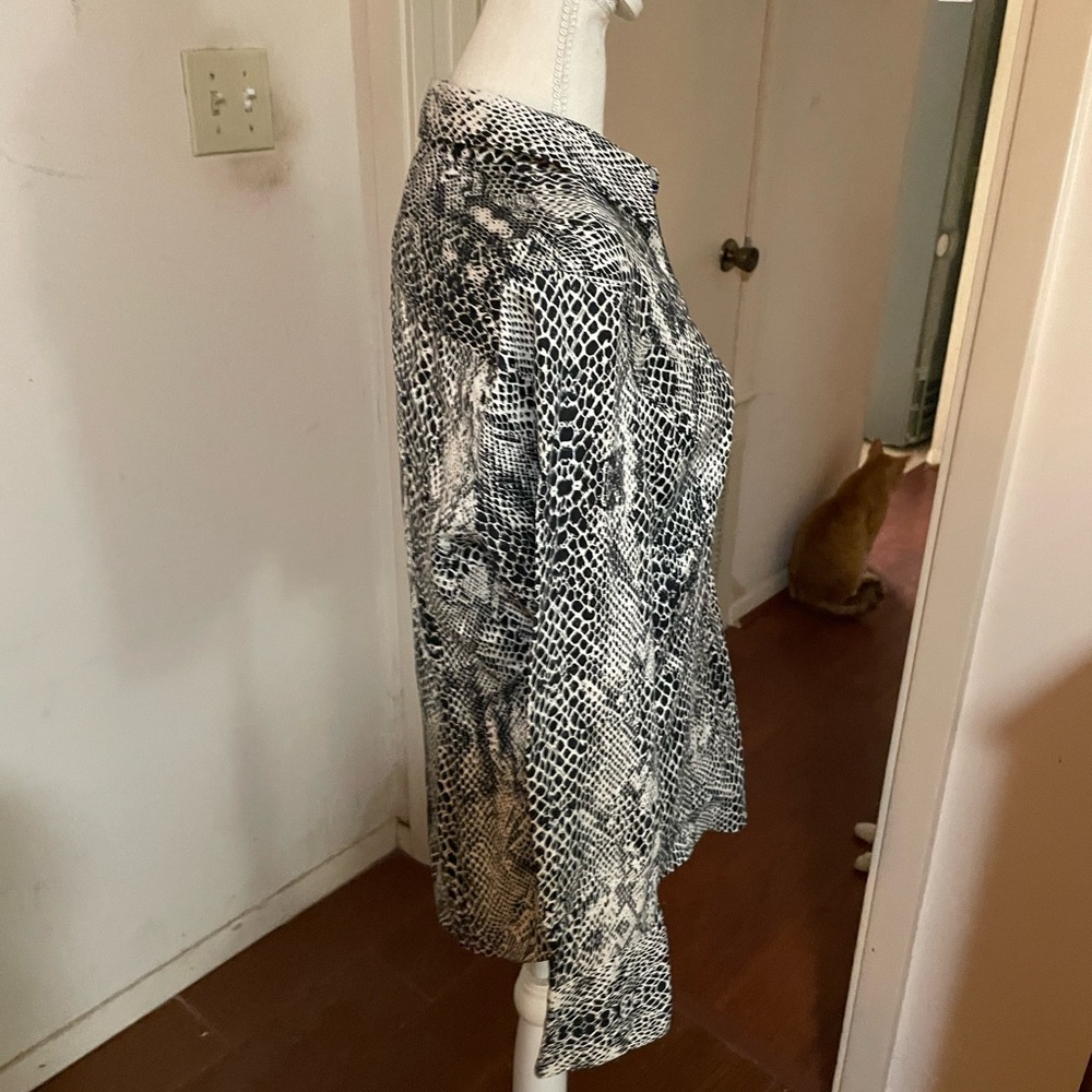 Calvin Klein Snakeskin shirt size LG black white button down long sleeve cotton - Picture 6 of 16